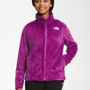 North Face pink fuzzy zipper jacket youth girls 14/16